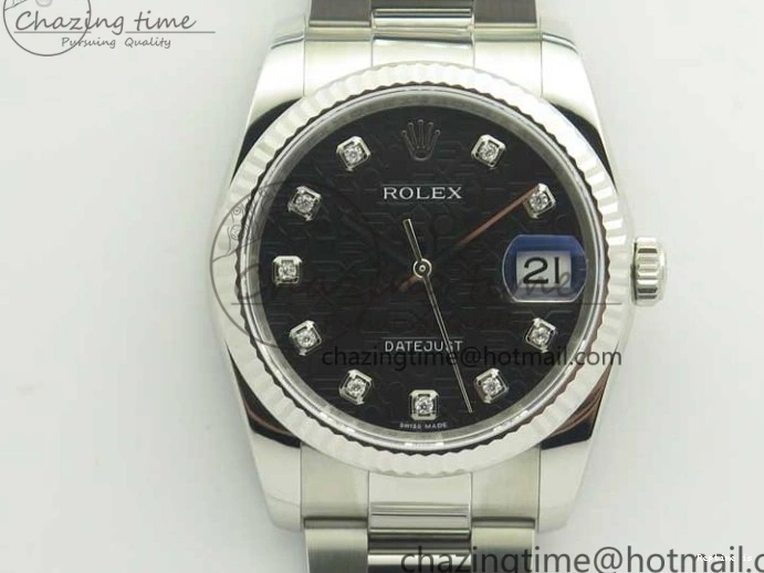 0104 Breathable DateJust 36 SS 116200 Fluted Bezel DJF Best Edition Black Com Diam Dial on SS 904L Oyster Bracelet A 3367